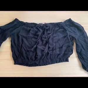 black off the shoulder crop top